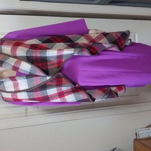 Bundle & Save: Sleeveless, Brown/Red/Tan Plaid With  Dark Brown Trim Cardingan.